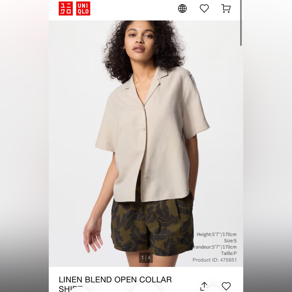 Uniqlo Beige Linen Blend Shirt